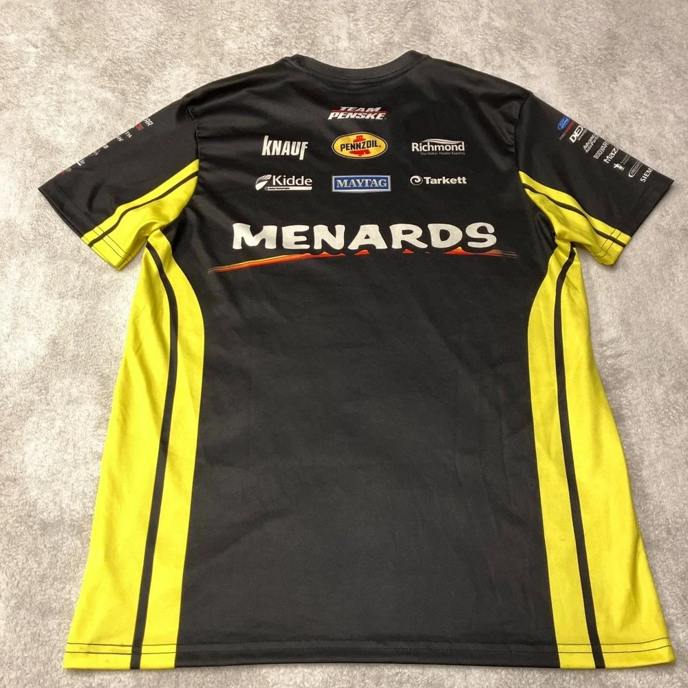 Team Penske Ryan Blaney NASCAR Racing Crew Shirt Menards Black Yellow Mens M